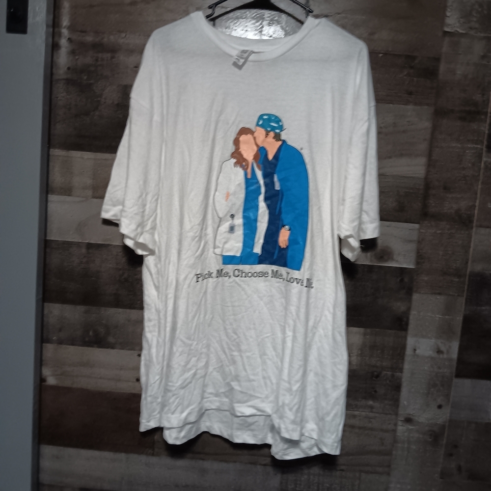 Grey's Anatomy White Graphic T-Shirt "Choose Me, Pick Me, Love Me